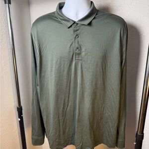 UNTUCKit Diamond Birdseye Green Damaschino 100% Cotton Long Sleeve Polo Size XXL